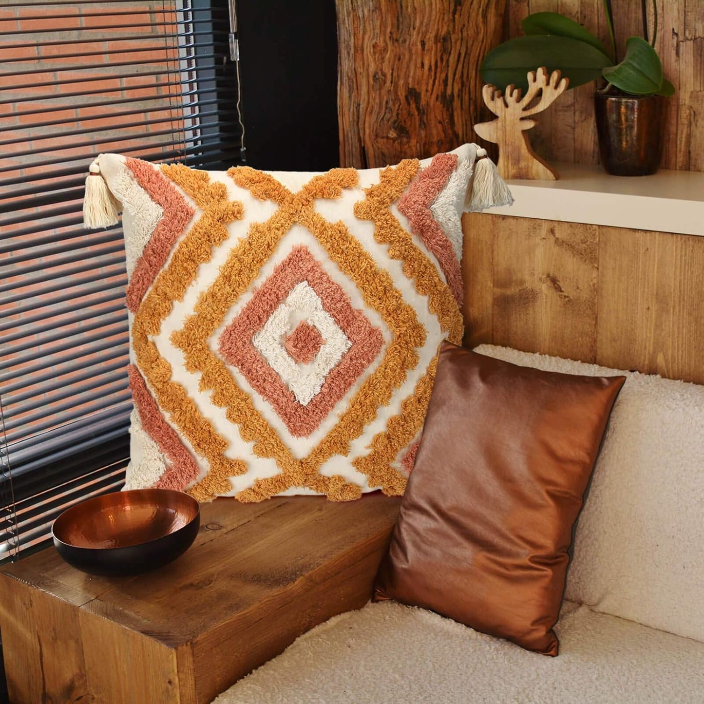 Fall Orange Tassle Pillow Cover