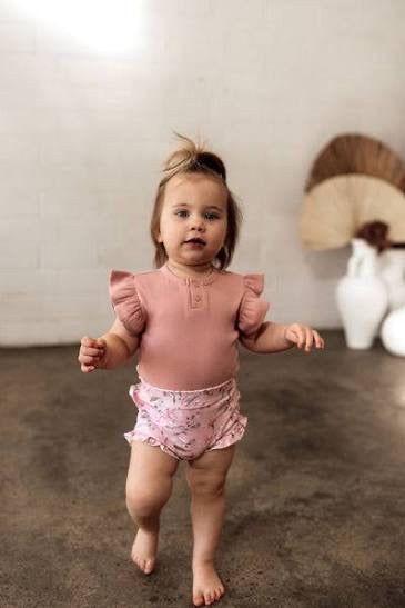 0-3 months Baby Rose Pink + Wattle Summer Clothing Set