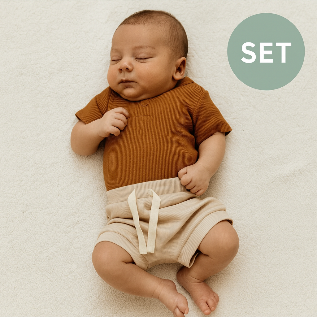 0-3 months Chestnut + Pebble Summer Clothing Set (0-3 months)