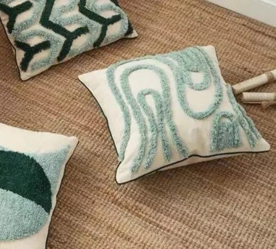 Green Geometric Cushion Cover