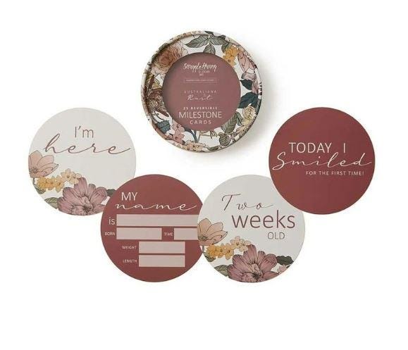 Australiana & Rust Reversible Milestone Cards - Milestone Cards For Babies - Reversible Milestone Cards - Baby Announcement Photo Tips