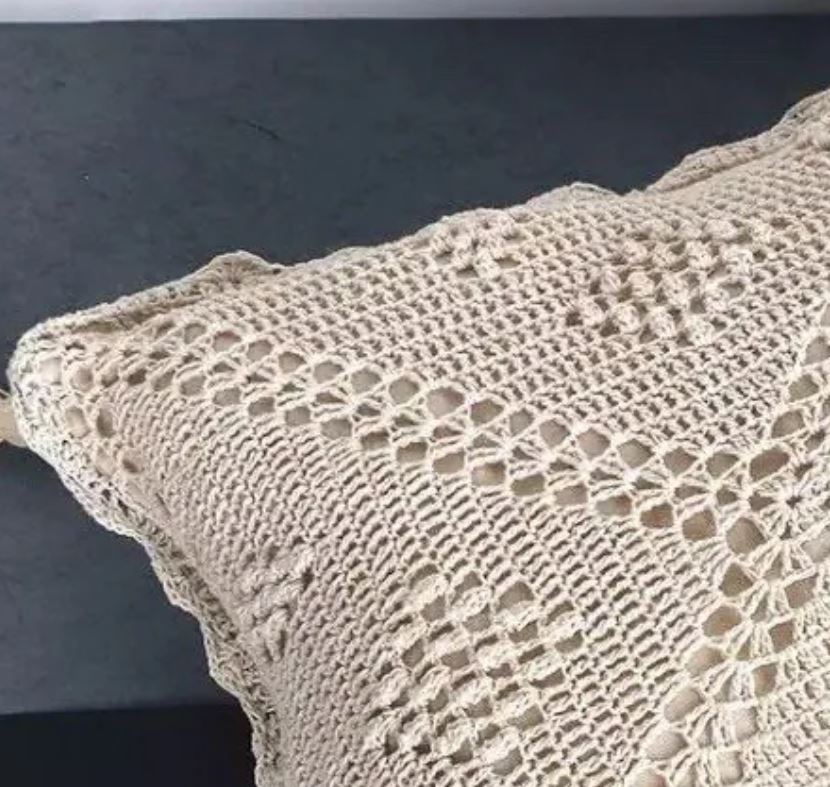 Macrame Square Beige Cushion