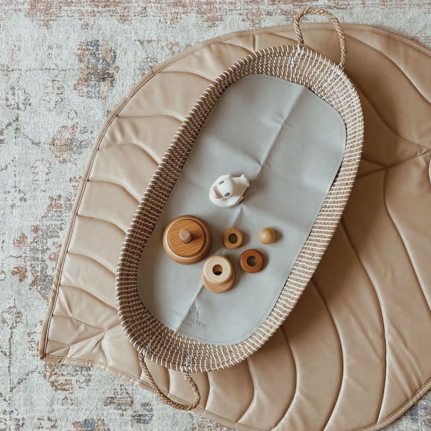 Vegan Leather Quilted Playmat Leaf - Nude
