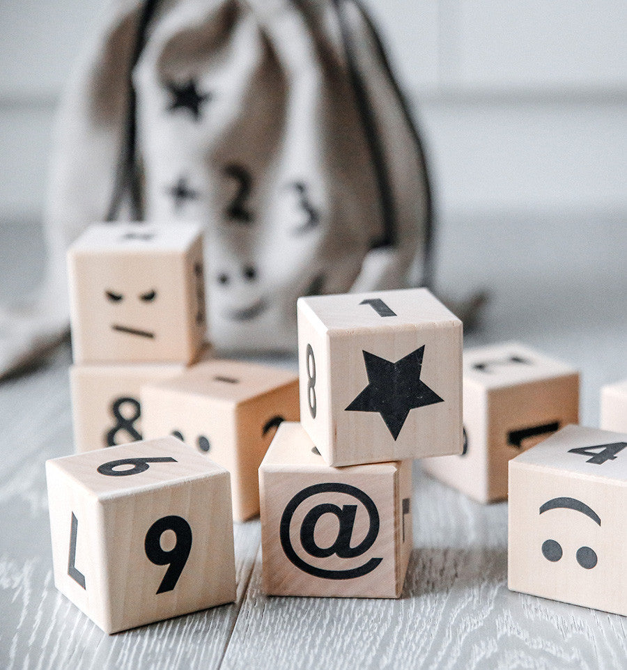 Wooden Maths Blocks in Black