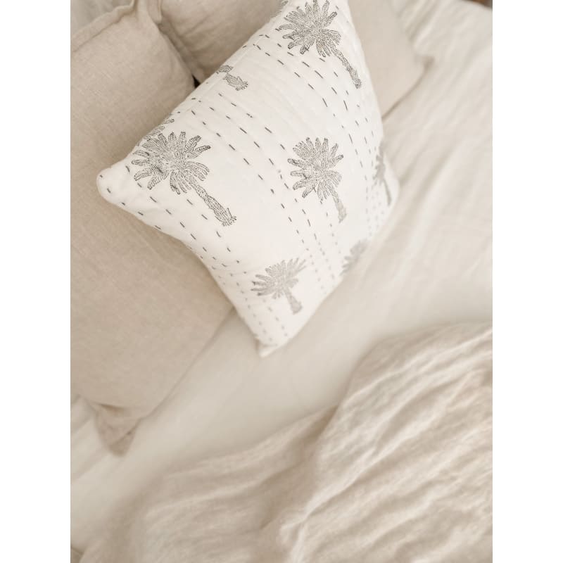 Black and White Palm Kantha Cushion - Affordable Homewares