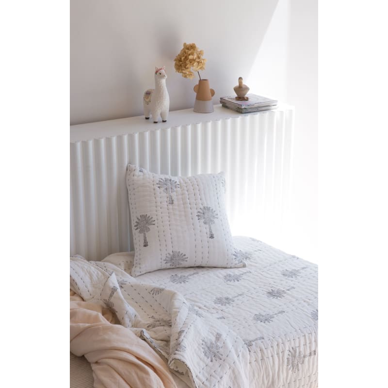 Black and White Palm Kantha Cushion - Affordable Homewares
