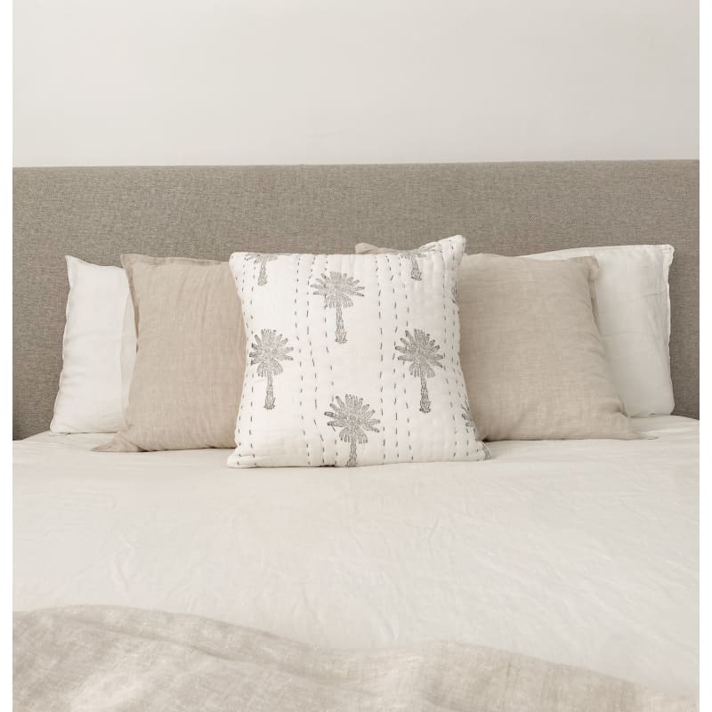 Black and White Palm Kantha Cushion - Affordable Homewares