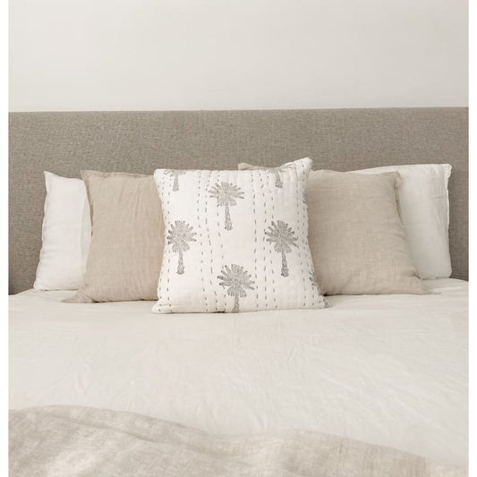 Black and White Palm Kantha Cushion - Affordable Homewares