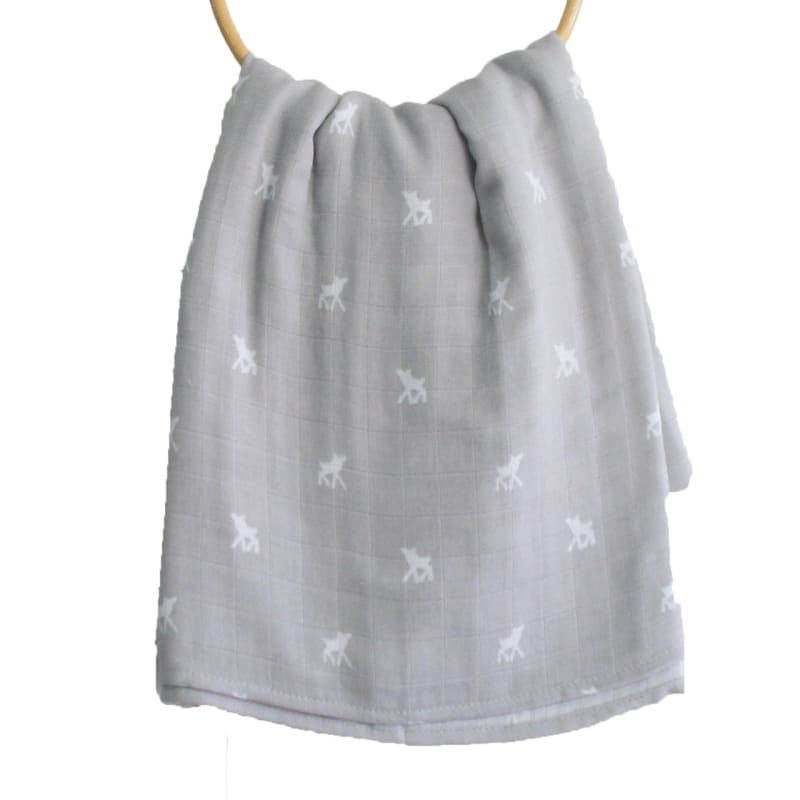 Muslin Swaddle - Deer on Grey Alimrose - Fast shipping -