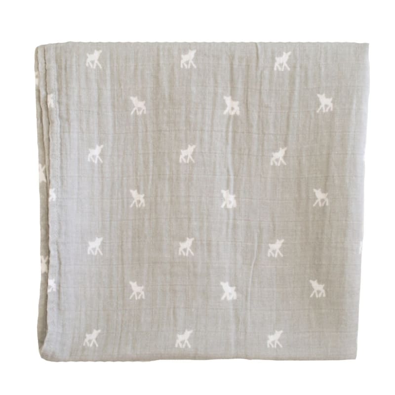 Muslin Swaddle - Deer on Grey Alimrose - Fast shipping -