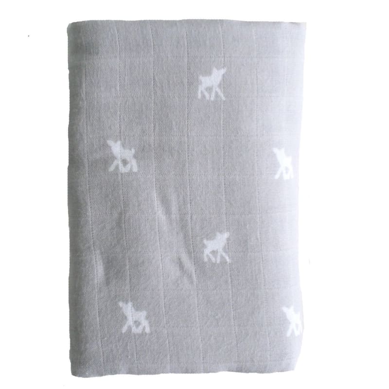 Muslin Swaddle - Deer on Grey Alimrose - Fast shipping -