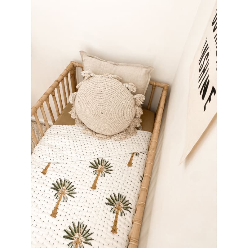 Palm Kantha Cot Quilt | Green - Affordable Homewares Fast