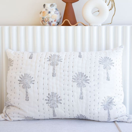 Palm Kantha Pillowcase | Monochrome - Affordable Homewares