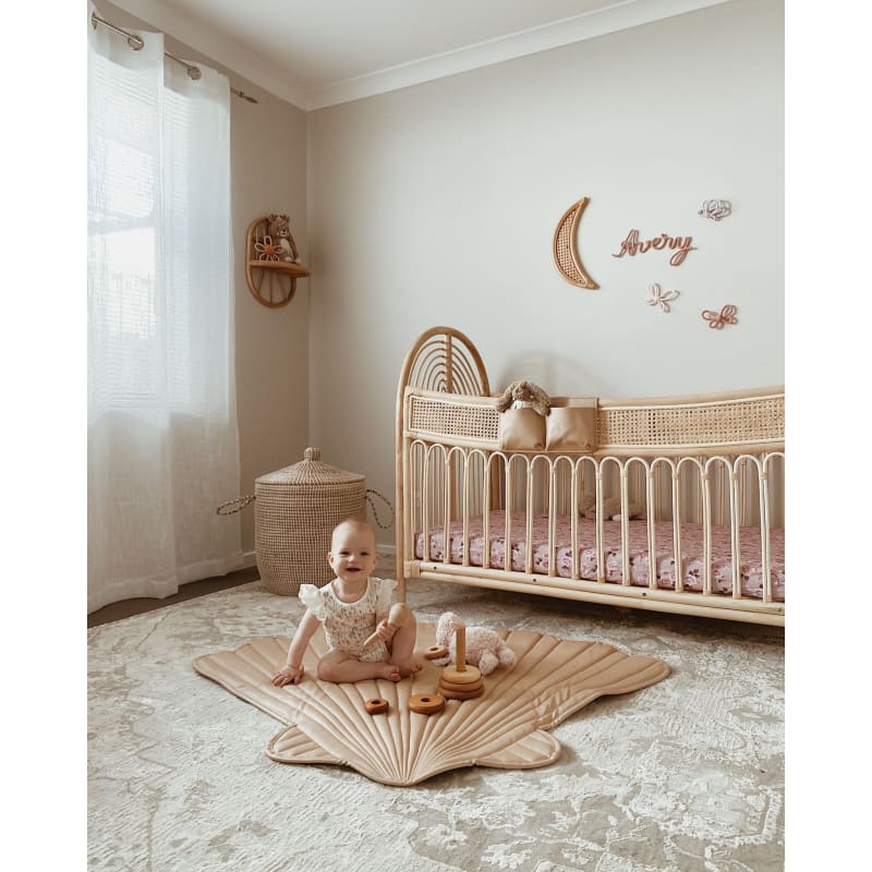 Quilted Baby Playmat Clam Shell - Nude - 3 Little Crowns