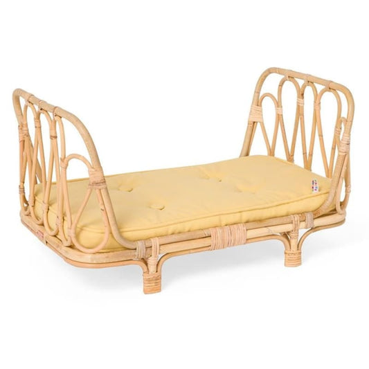 Rattan Baby Dolls Daybed - Yellow - Poppie Toys Fast
