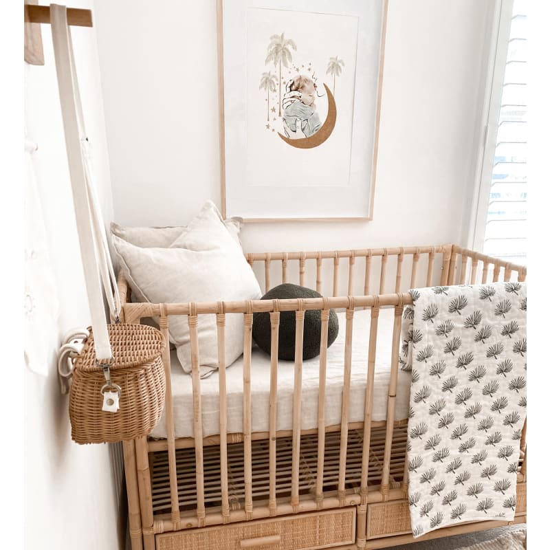 Rhapis Palm Leaf Kantha Cot Quilt (optional fitted sheet