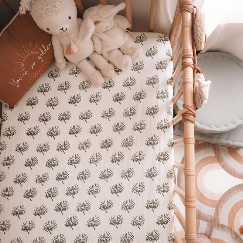Rhapis Palm Leaf Kantha Cot Quilt (optional fitted sheet