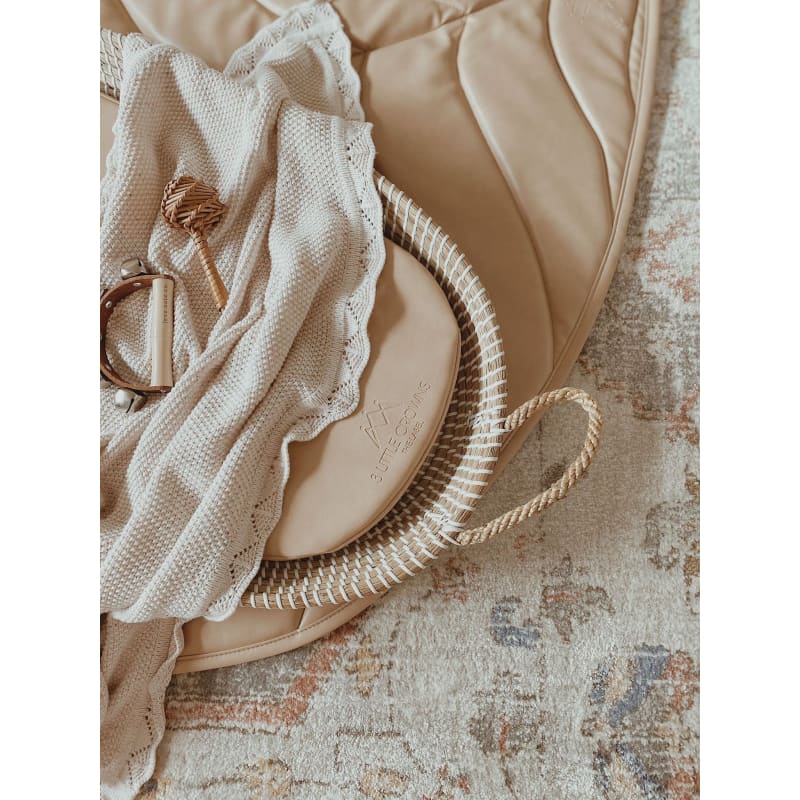 Vegan Leather Quilted Playmat Leaf - Nude - 3 Little Crowns