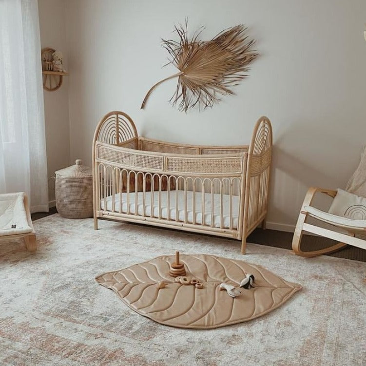 Vegan Leather Quilted Playmat Leaf - Nude - 3 Little Crowns