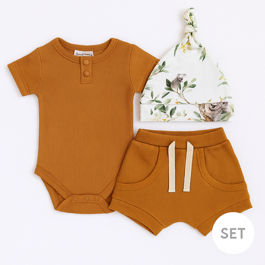 Newborn Baby Chestnut + Eucalypt Summer Clothing Set