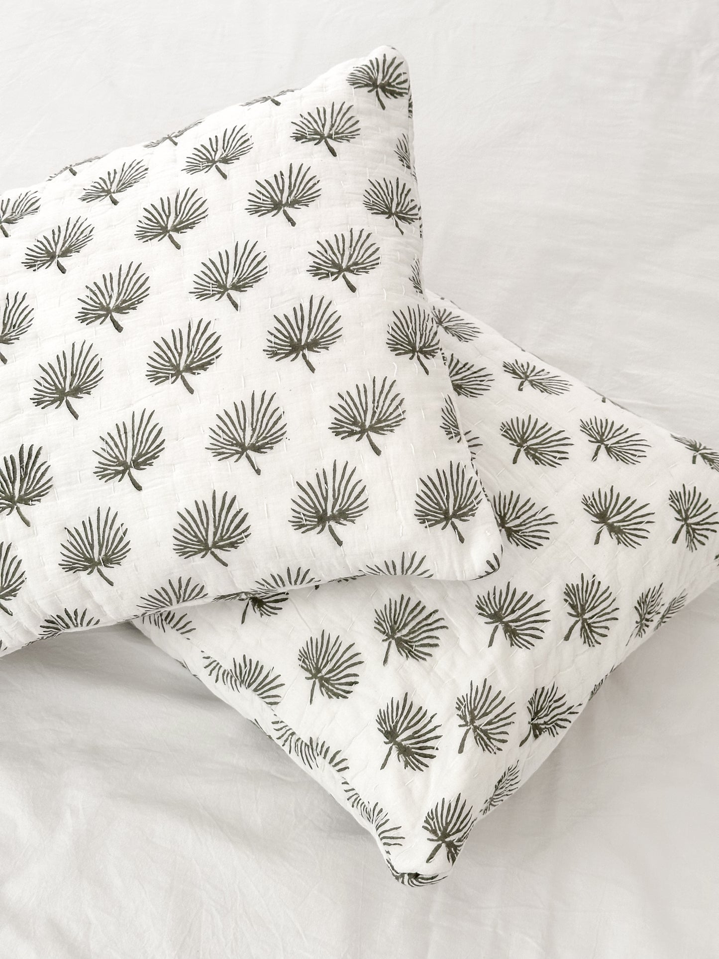 Rhapis Palm Kantha Pillowcase