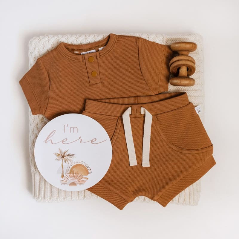 Newborn Baby Chestnut + Eucalypt Summer Clothing Set