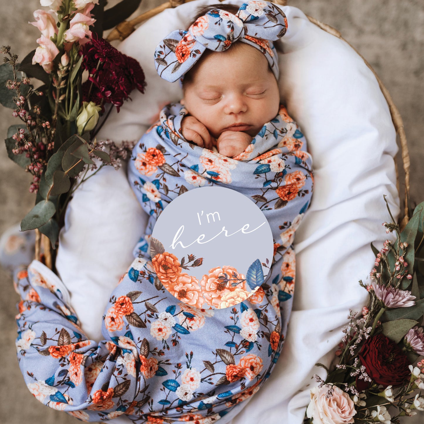 Vintage Blossom Snuggle Swaddle & Topknot Set