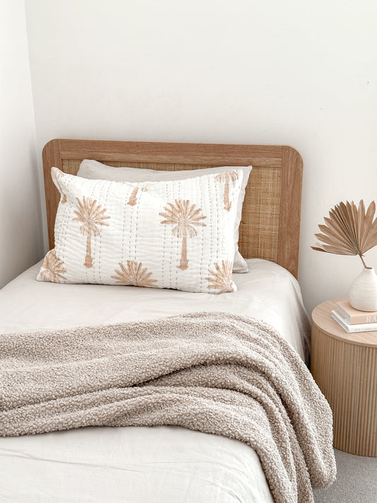 Neutral Palm Kantha Pillowcase