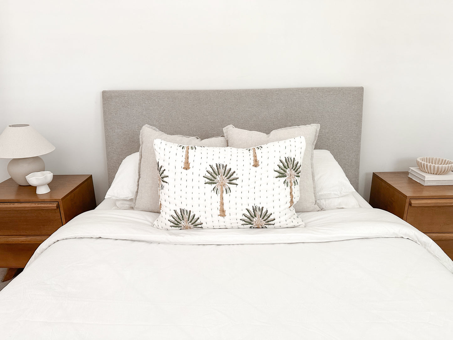 Green Palm Kantha Pillowcase