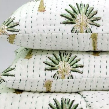 Palm Kantha Pillowcase | Green