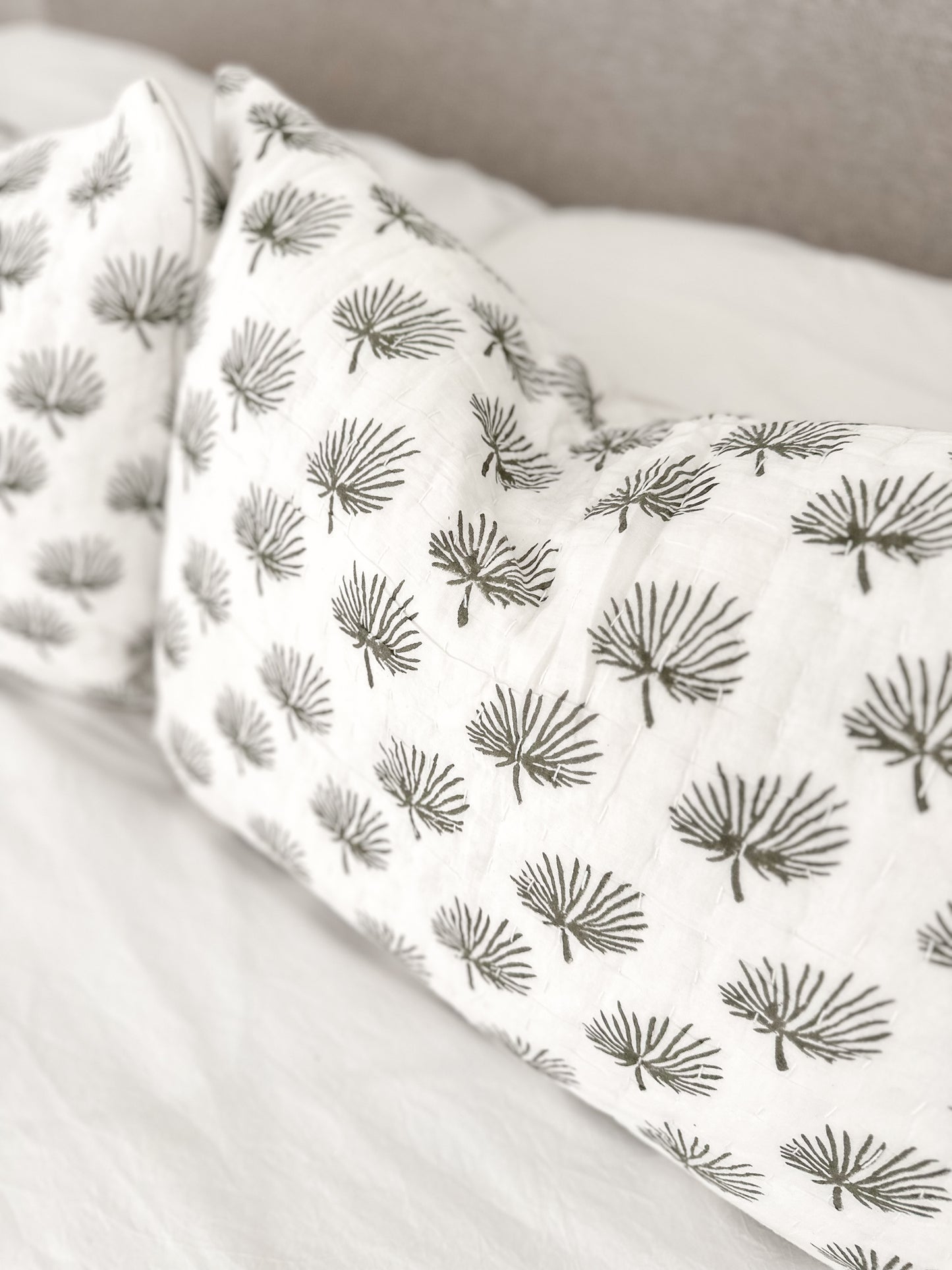 Rhapis Palm Kantha Pillowcase