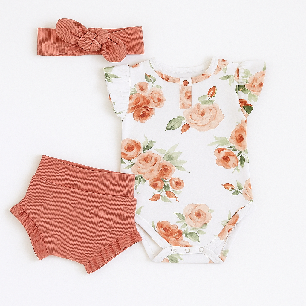 Newborn Baby Rose Summer Clothing Set