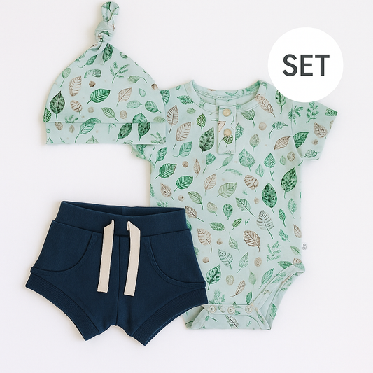 Newborn Baby Navy + Green Daintree Summer Clothing Set