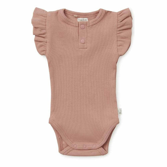 Snuggle Hunny Organic Ribbed Short Sleeve Bodysuit - Rose Size 0000 (Newborn)