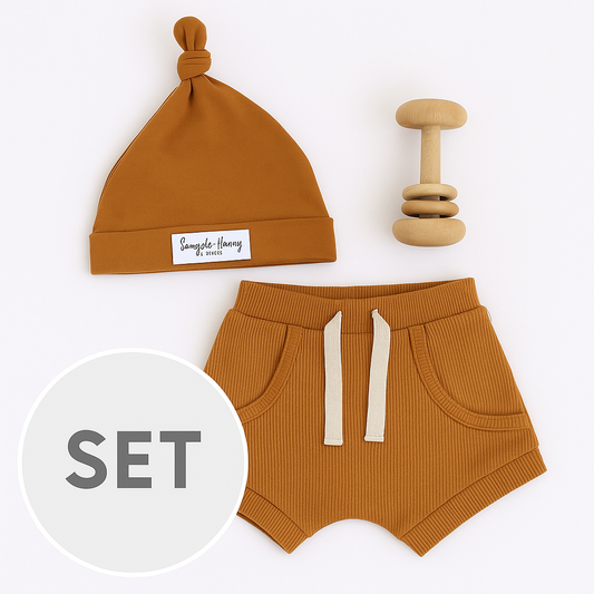 Newborn Baby Chestnut + Rattle Summer Clothing Set