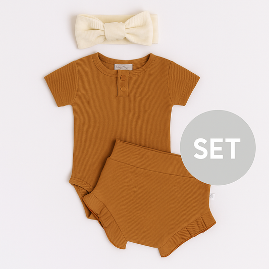 Newborn Baby Chestnut + Halo Summer Clothing Set