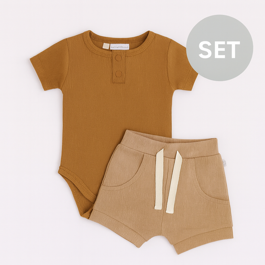 0-3 months Chestnut + Pebble Summer Clothing Set (0-3 months)