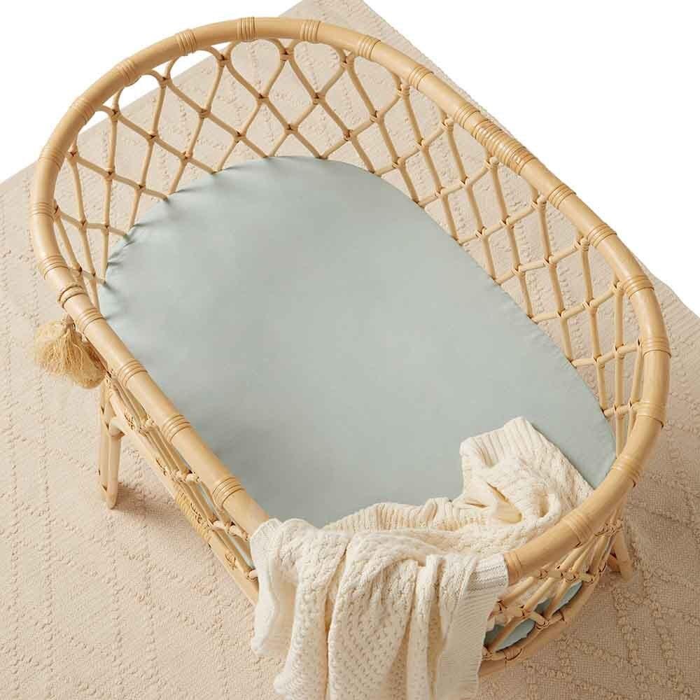 Sage Fitted Bassinet Sheet & Change Pad - Stretch Cotton Jersey Bassinet Sheet - Newborn Gift For Expecting Mum