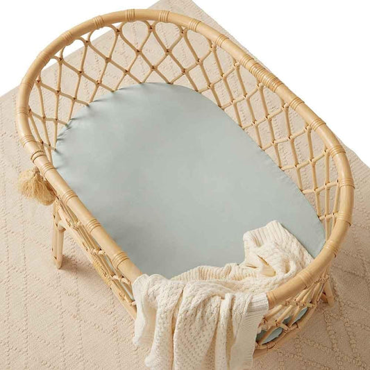 Sage Fitted Bassinet Sheet & Change Pad - Stretch Cotton Jersey Bassinet Sheet - Newborn Gift For Expecting Mum