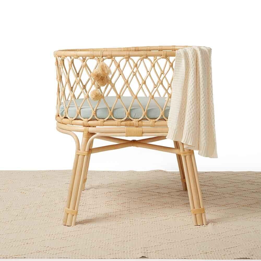 Sage Fitted Bassinet Sheet & Change Pad - Stretch Cotton Jersey Bassinet Sheet - Newborn Gift For Expecting Mum