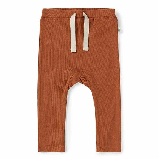 Biscuit Organic Baby Pants - Organic Cotton Rib Pants - Elastic Waist Pants - Fitted Style Baby Pants - Lightweight Breathable Pants
