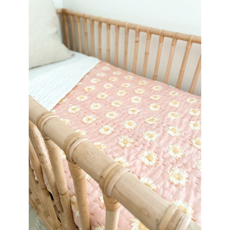 Daisy Kantha Cot Quilt - Affordable Homewares Fast shipping