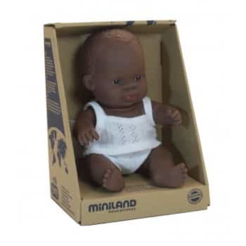 MINILAND Baby Doll - African American Boy 21cm - Miniland
