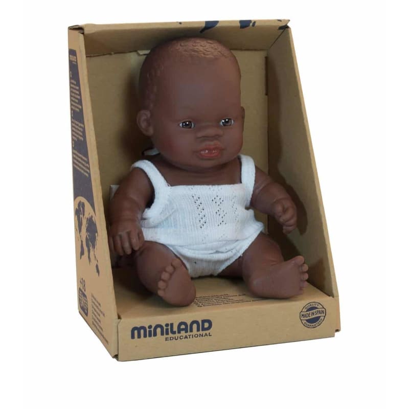 MINILAND Baby Doll - African Girl 21cm - Miniland Fast