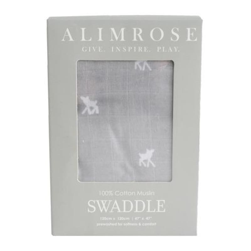 Muslin Swaddle - Deer on Grey Alimrose - Fast shipping -