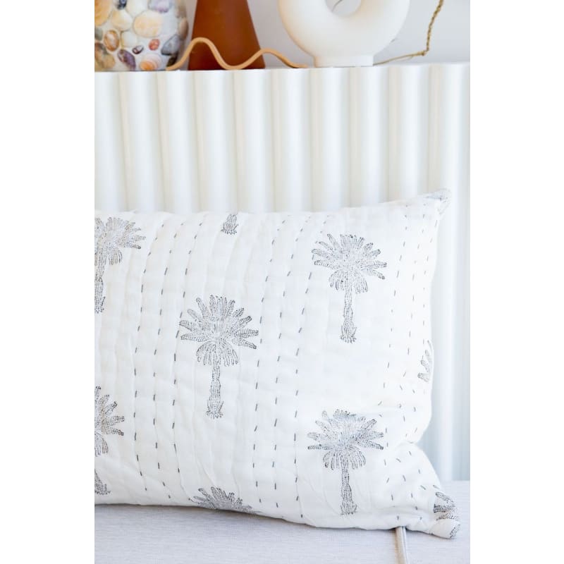 Palm Kantha Pillowcase | Monochrome - Affordable Homewares