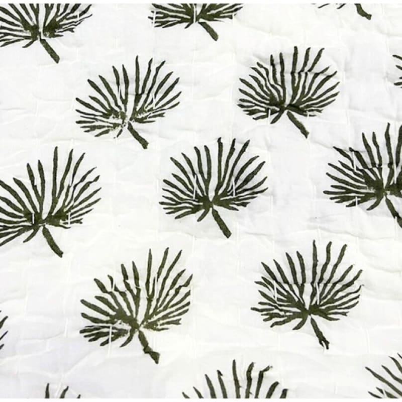 Rhapis Palm Leaf Kantha Cot Quilt (optional fitted sheet
