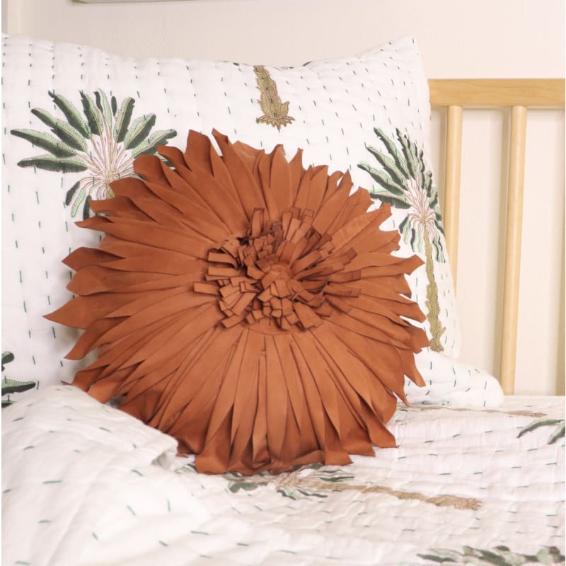 Rust Flower Cushion | Suede Feel - Affordable Homewares Fast
