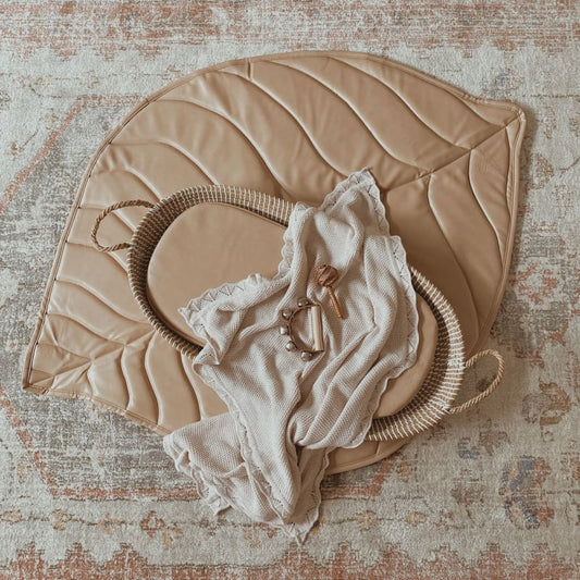 Vegan Leather Quilted Playmat Leaf - Nude - 3 Little Crowns