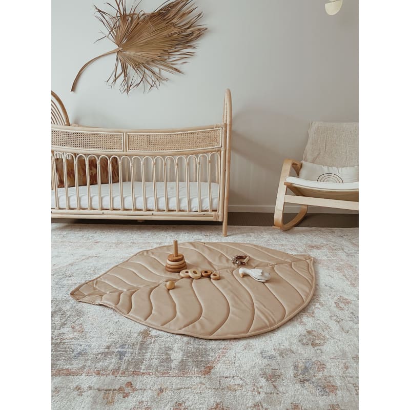 Vegan Leather Quilted Playmat Leaf - Nude - 3 Little Crowns